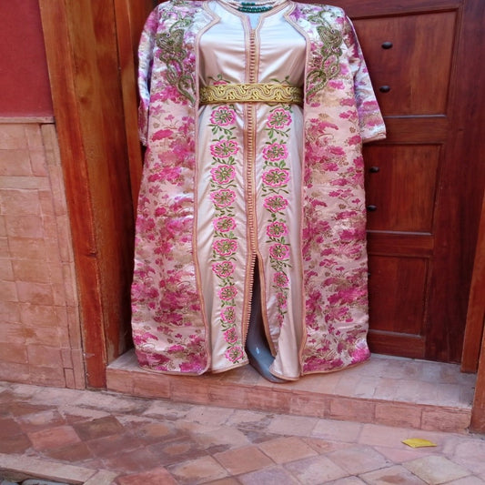 Vintage Moroccan Brocade wedding Kaftan dress Coat for sale