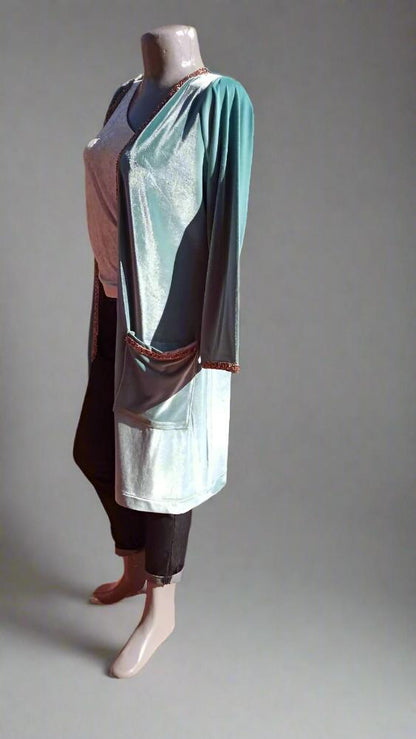 Blue Velvet Kimono Jacket for women for sale