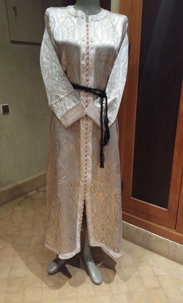 Vintage metallic Moroccan Brocade Caftan with belt