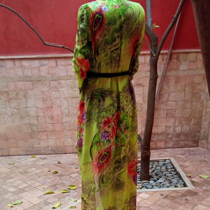 Vintage Moroccan Peacock wedding Kaftan dress