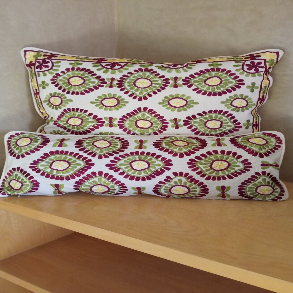 Set of 2 Moroccan Decorative Embroidered Cushions