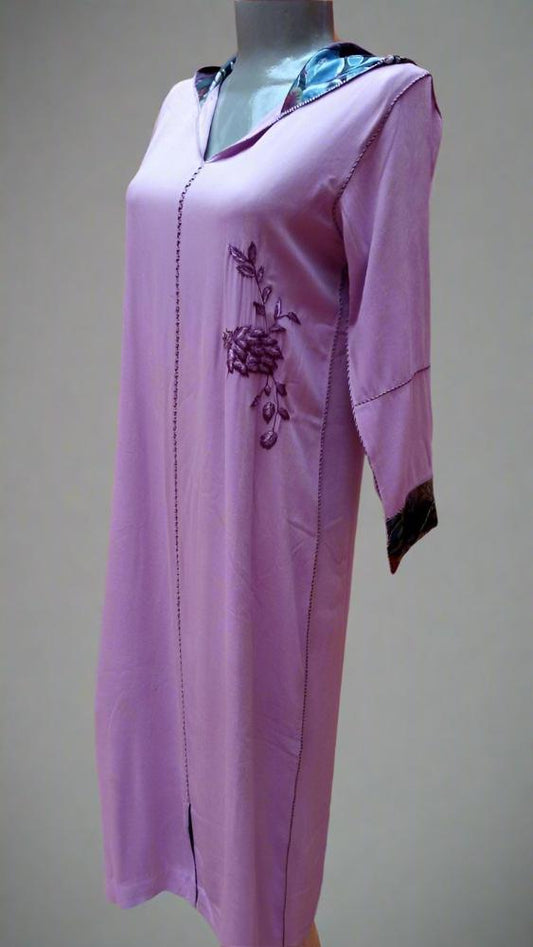 Luxury light purple Moroccan Handmade Djellaba