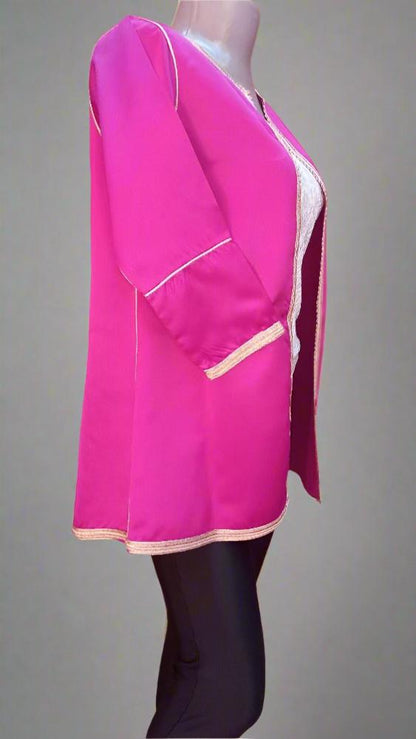 Luxury pink Moroccan vest for women online | Heritage Handmade