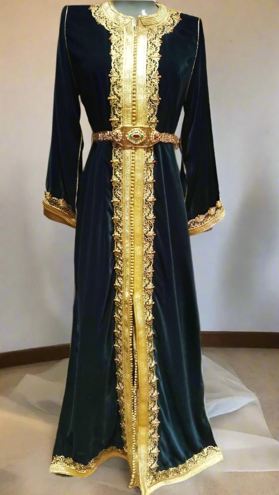 luxury moroccan wedding velvet kaftan dress