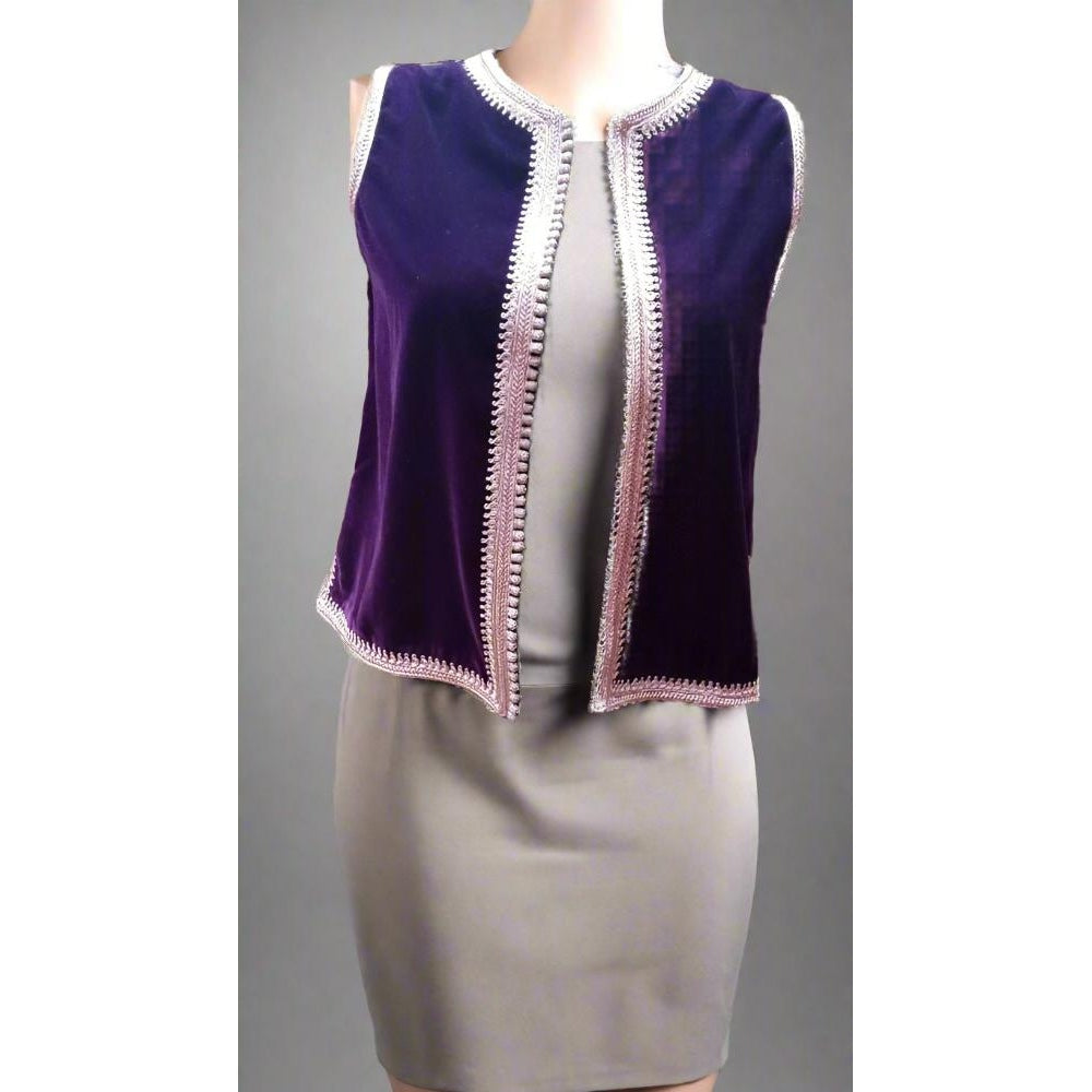 Embroidered Purple Moroccan velvet jacket for women 