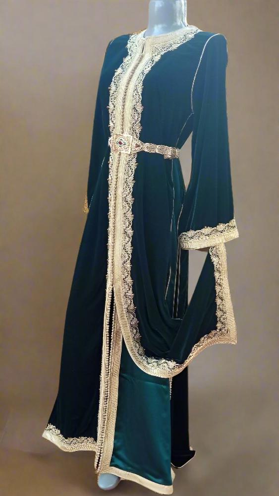 luxury moroccan wedding velvet kaftan dress