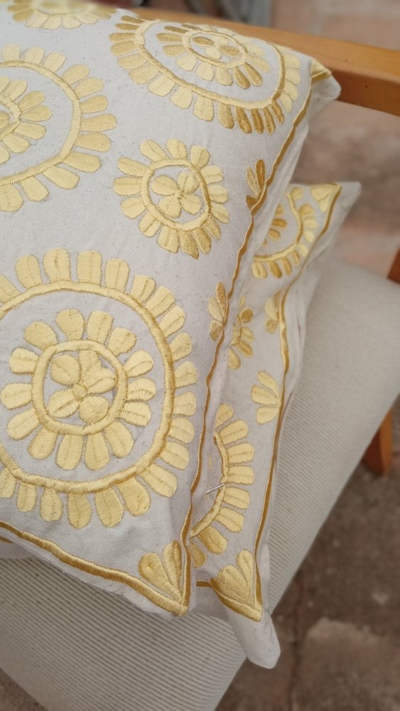 Set of 2 Yellow Bohemian Moroccan Throw pillows