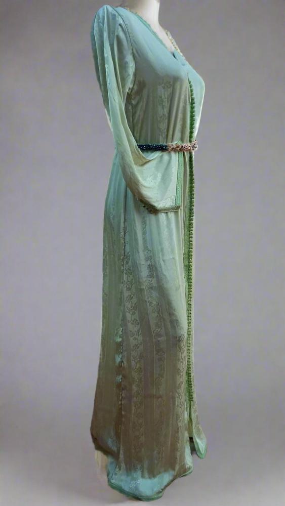 long light green moroccan wedding dress 