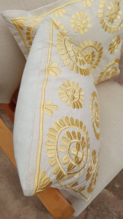 Set of 2 Yellow Bohemian Moroccan Throw pillows