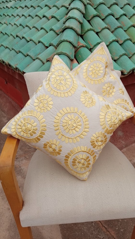 Set of 2 Yellow Bohemian Moroccan Throw pillows