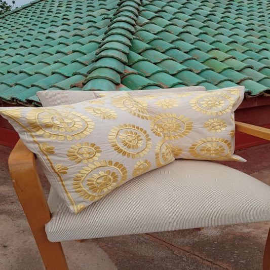 Set of 2 Yellow Bohemian Moroccan Throw pillows