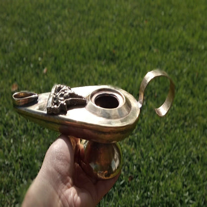 Antique Handmade Brass Aladdin Oil Lamp