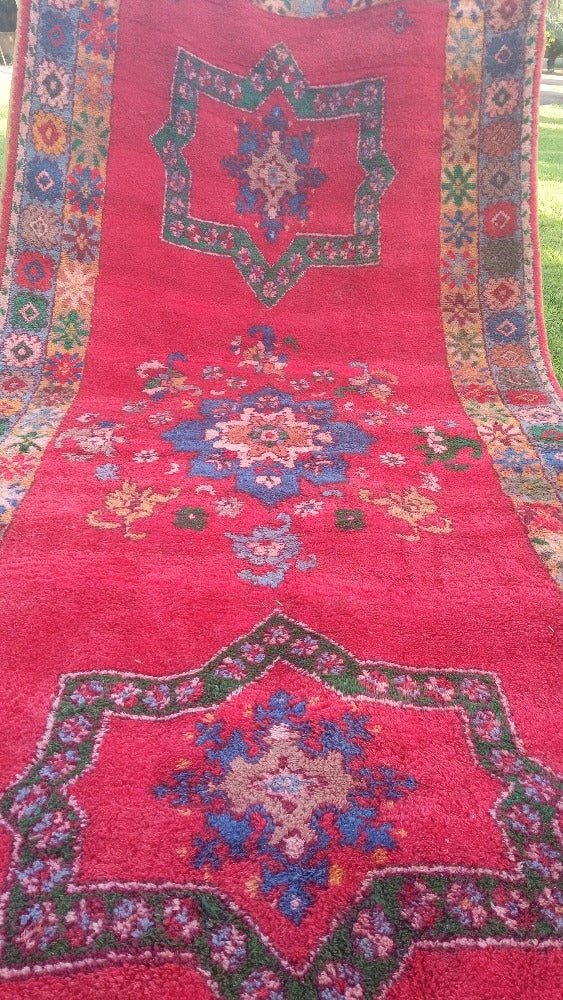 Red Vintage Moroccan Runner Rug 15×2 ft