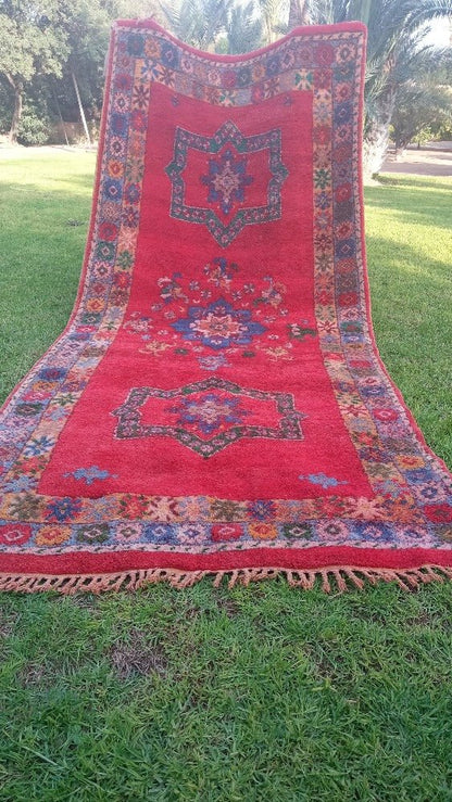 Red Vintage Moroccan Runner Rug 15×2 ft