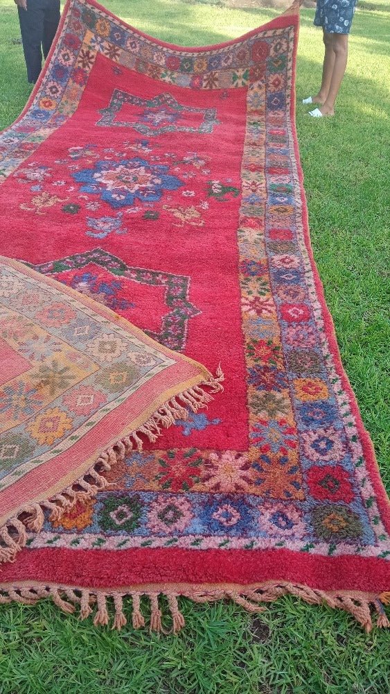 Red Vintage Moroccan Runner Rug 15×2 ft