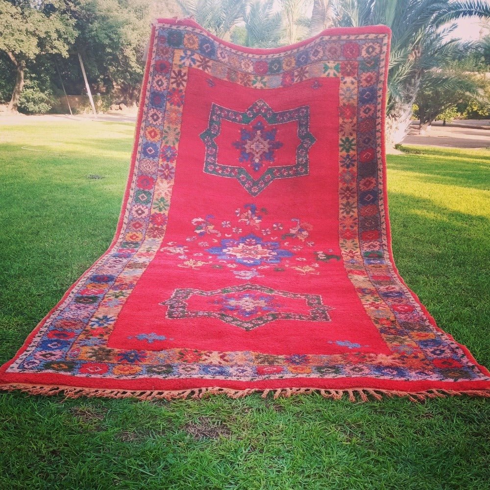 Red Vintage Moroccan Runner Rug 15×2 ft