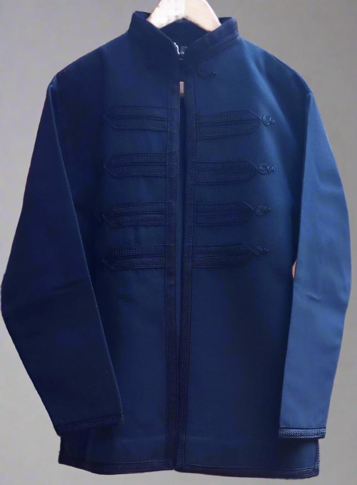 Luxury Moroccan Men's winter Blue Cashmere Jacket