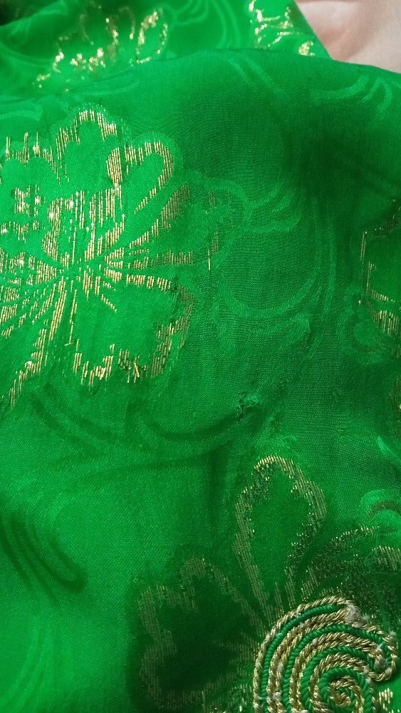 Vintage Moroccan Green Caftan with Gold Embroidery