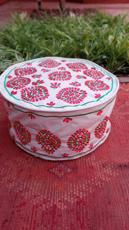 Unique Embroidered Moroccan Cotton floor pouf