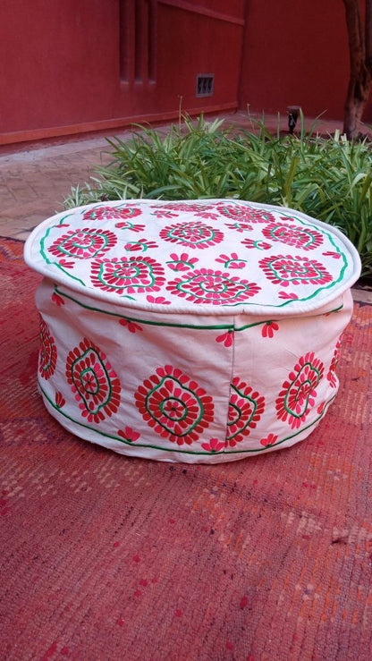 Unique Embroidered Moroccan Cotton floor pouf