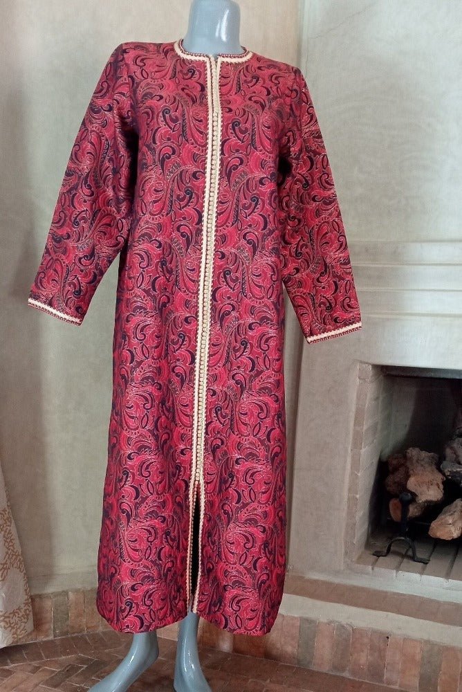 70s Red Metallic Moroccan Brocade Caftan 