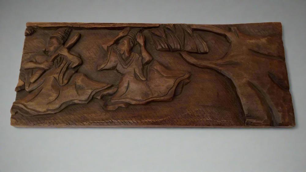 Vintage Asian Hand Carved wall panel at Heritage Handmade