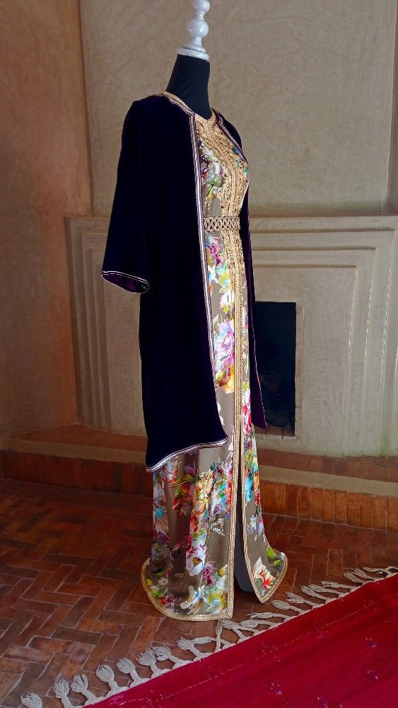 Plus Size Moroccan wedding dress Kaftan with velvet Coat