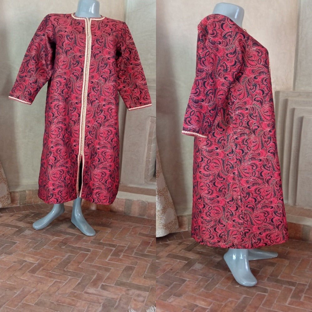 70s Red Metallic Moroccan Brocade