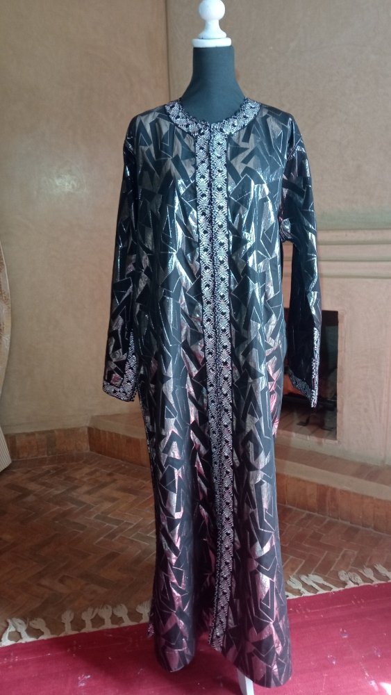 vintage Moroccan black silver caftan dress