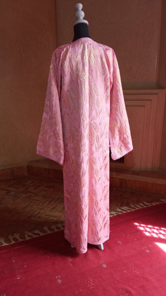 Vintage Metallic Pink BROCADE Morocco Kimono