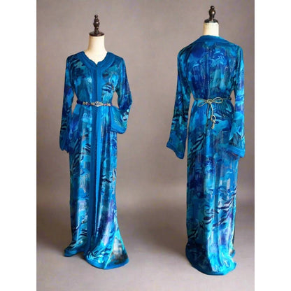 Luxury Vintage Blue Lace Caftan wedding dress for sale