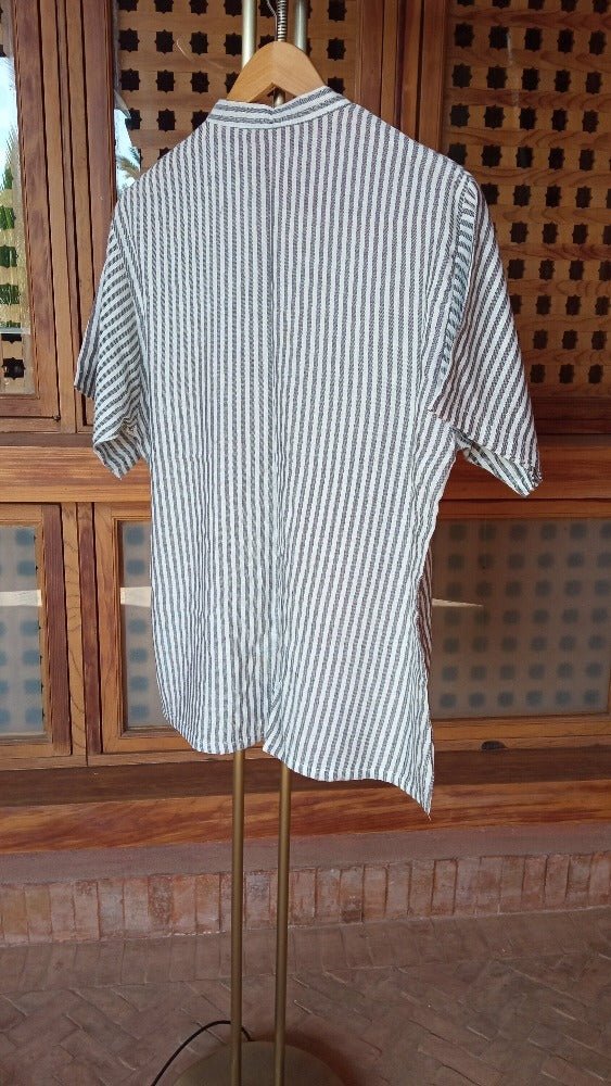 Stripe Linen short sleeve shirt for men for sale | Heritage Handmade