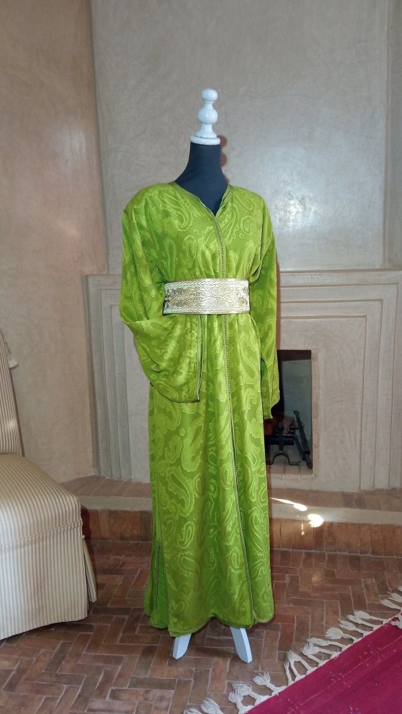 60s Vintage Moroccan Two Layers Green Caftan women