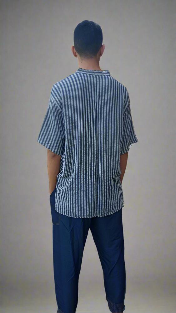 Moroccan linen stripes print shirt for men