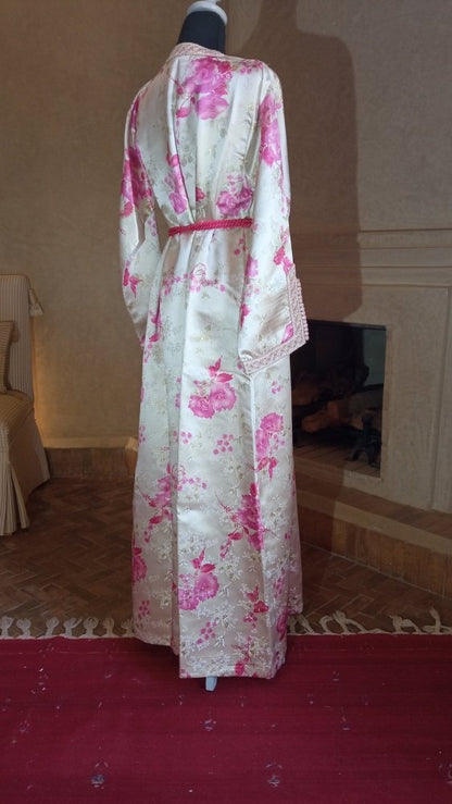 Vintage Moroccan Embroidered Metallic Caftan fleuri dress