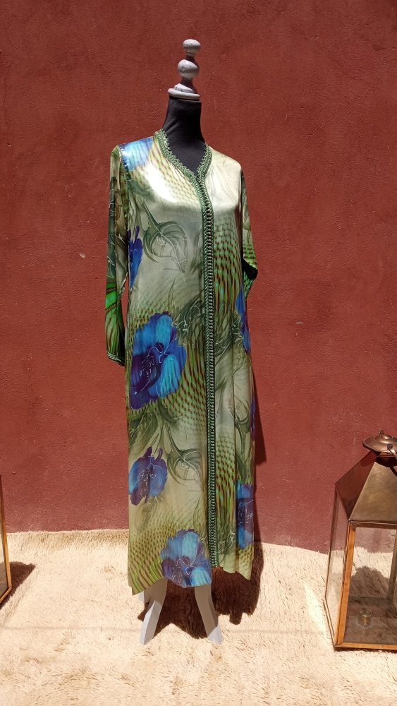 vintage blue and green lame wedding kaftan dress for sale