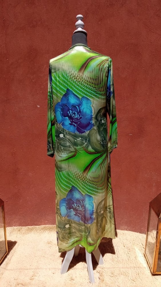 vintage blue and green lame wedding kaftan dress for sale