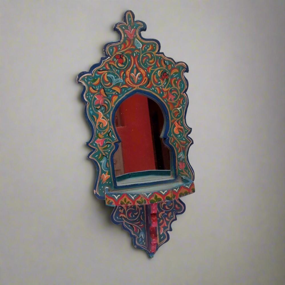 buy Vintage Funky Hand painted Moroccan wooden shelf and Mirror