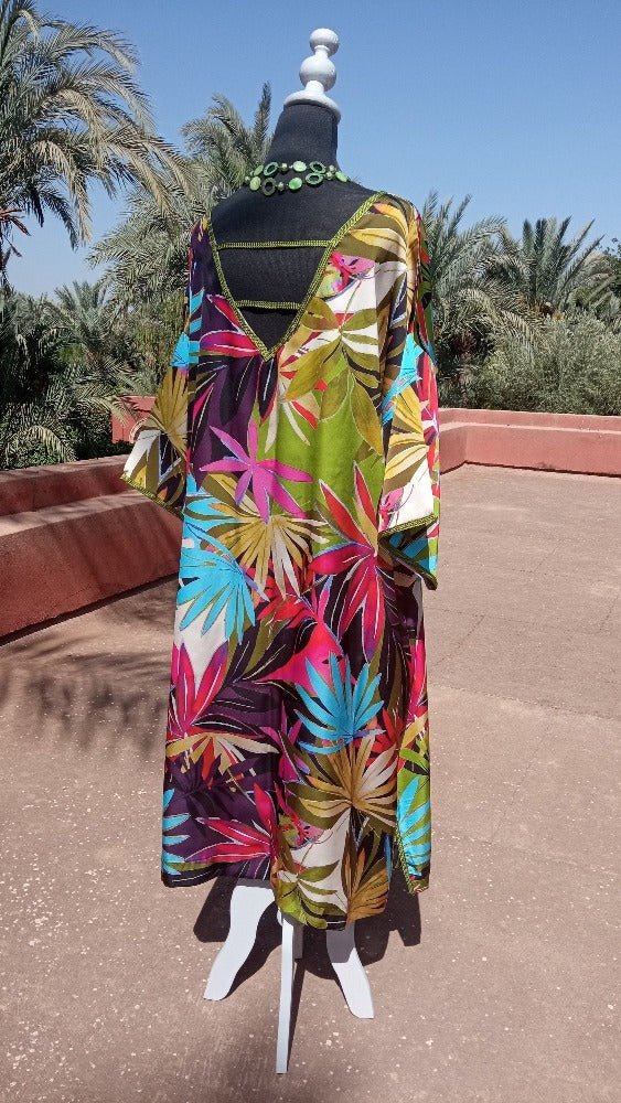 Hawaiian Satin Kaftan Dress