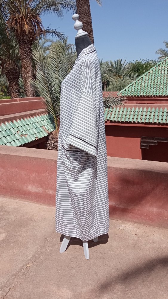 Oversize Stripe Moroccan linen cotton Kimono kaftan