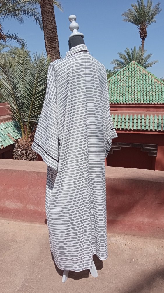 Oversize Stripe Moroccan linen cotton Kimono kaftan