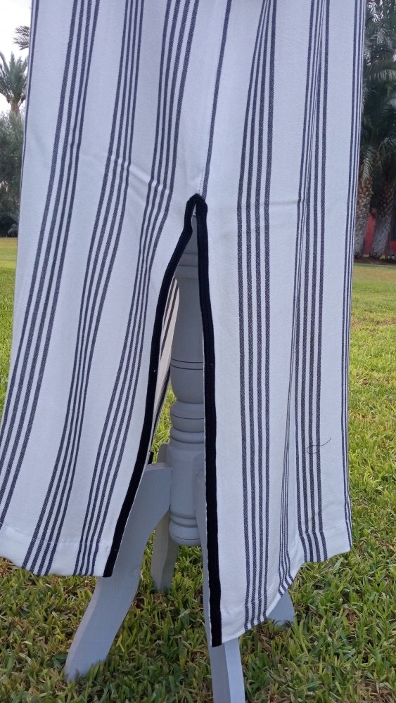 New Black and white Cotton Stripe kimono Kaftan