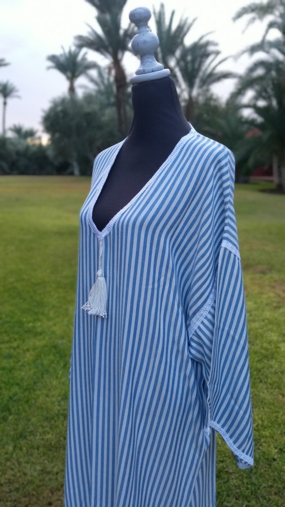 Stripes Linen Deep V neck Summer Kaftan at Heritage Handmade