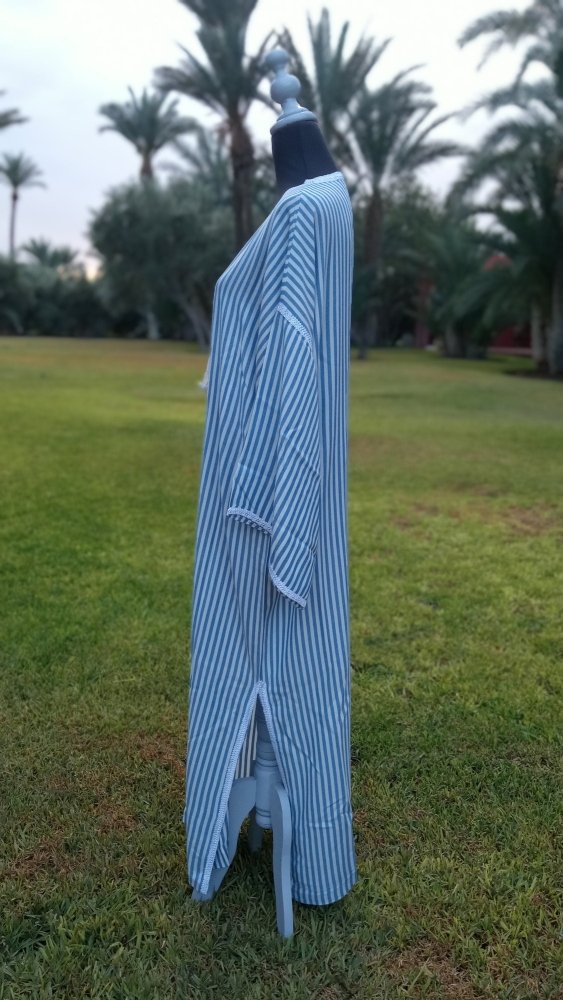 Stripes Linen Deep V neck Summer Kaftan at Heritage Handmade