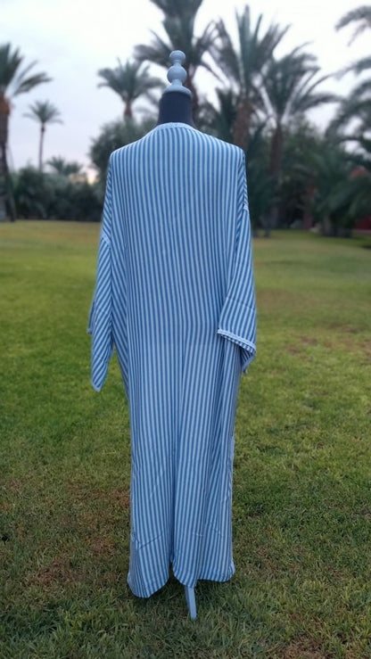 Stripes Linen Deep V neck Summer Kaftan at Heritage Handmade