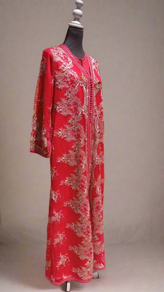 Buy Vintage beaded Red Moroccan wedding kaftan dress