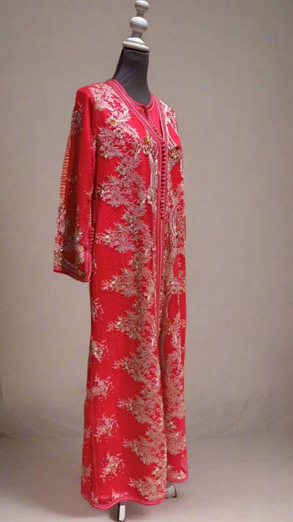 Buy Vintage beaded Red Moroccan wedding kaftan dress