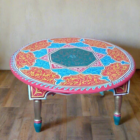 Round Hand-Painted Moroccan coffee Table