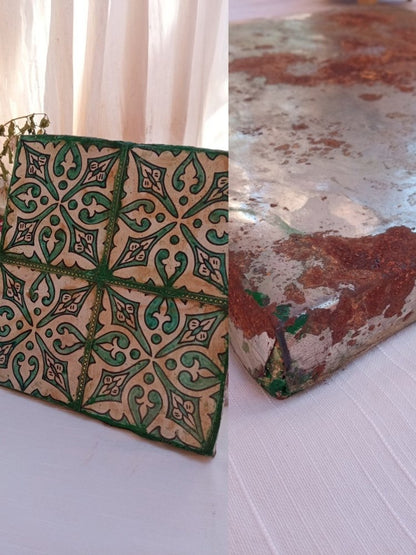 Large of Early Moroccan tile from Fes / primitive ceramic decor