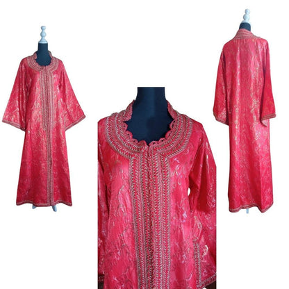 70s Vintage Moroccan Pus Size Brocade Caftan 